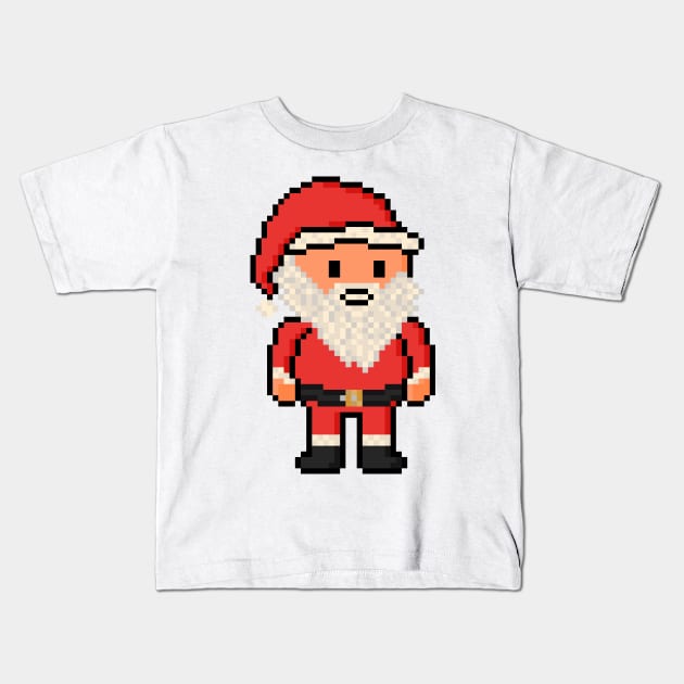 Christmas Pixel Santa Claus Kids T-Shirt by gkillerb